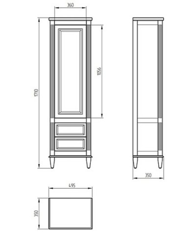 Шкаф пенал Migliore Kantri 50 26716 Бежевый