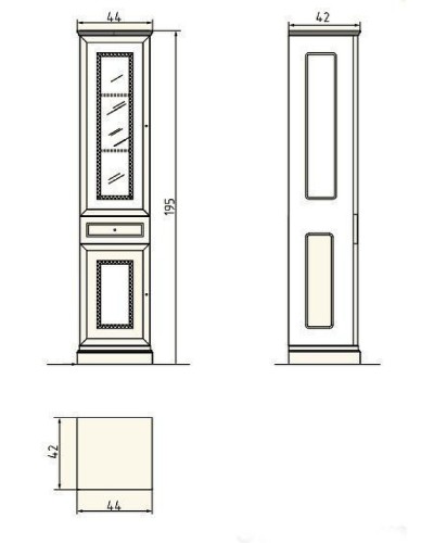 Шкаф пенал Migliore Ravenna 44 R 27074 Слоновая кость Золото