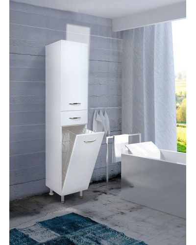 Шкаф пенал Onika Модерн 26.17 R 402607 с бельевой корзиной Белый