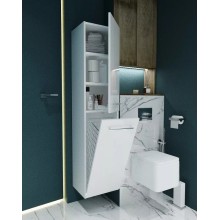 Шкаф пенал 1MarKa Соната 35 R У23259 с бельевой корзиной Белый глянцевый