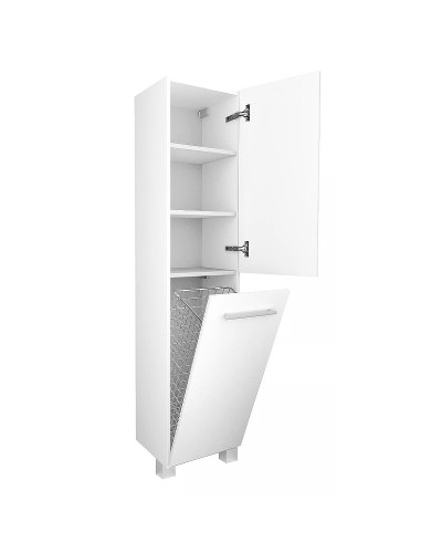 Шкаф пенал 1MarKa Соната 35 R У23259 с бельевой корзиной Белый глянцевый
