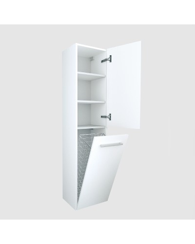 Шкаф пенал 1MarKa Соната 35 R У23257 подвесной c бельевой корзиной Белый глянцевый