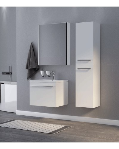 Шкаф пенал 1MarKa Соната 35 R У23257 подвесной c бельевой корзиной Белый глянцевый