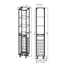 Шкаф пенал Style Line Бергамо 30 R СС-00002330 с бельевой корзиной Серый антискрейтч