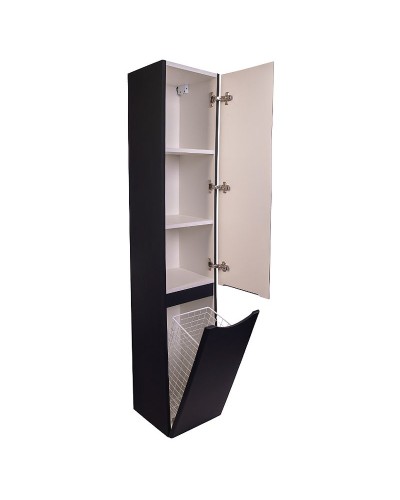 Шкаф пенал Style Line Бергамо 30 R СС-00002331 с бельевой корзиной Черный антискрейтч