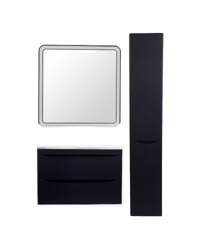 Шкаф пенал Style Line Бергамо 30 R СС-00002331 с бельевой корзиной Черный антискрейтч