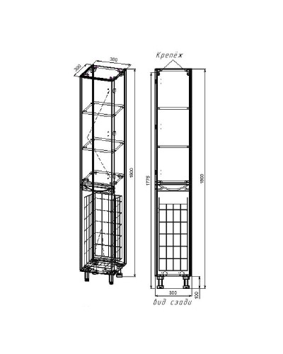 Шкаф пенал Style Line Бергамо 30 L СС-00002326 с бельевой корзиной Белый антискрейтч