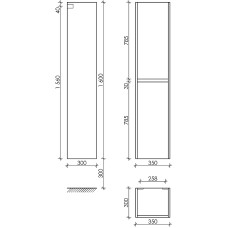 Шкаф пенал Sancos Urban 35 PUR35W подвесной Белый глянец