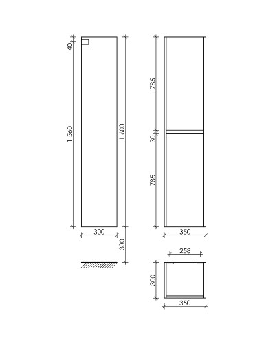 Шкаф пенал Sancos Urban 35 PUR35W подвесной Белый глянец