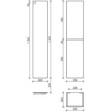 Шкаф пенал Sancos Urban 35 PUR35EG подвесной Дуб Галифакс натуральный