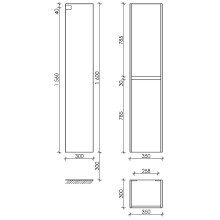 Шкаф пенал Sancos Smart 35 PSM35W подвесной Белый глянец