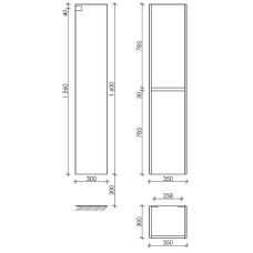 Шкаф пенал Sancos Smart 35 PSM35W подвесной Белый глянец