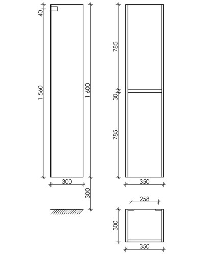 Шкаф пенал Sancos Smart 35 PSM35W подвесной Белый глянец