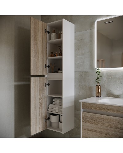 Шкаф пенал Sancos Smart 35 PSM35E подвесной Дуб Бардолино Белый