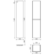 Шкаф пенал Sancos Cento 35 PCN35W подвесной Белый глянец