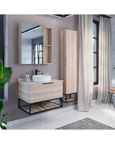 Шкаф пенал Comforty Порто 35 00-00009981 подвесной Дуб дымчатый