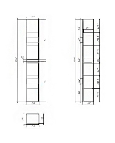 Шкаф пенал Dreja Slim 30 99.0504 Дуб кантри Белый глянец