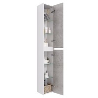 Шкаф пенал Dreja Slim 30 99.0505 Бетон Белый глянец