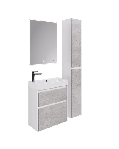 Шкаф пенал Dreja Slim 30 99.0505 Бетон Белый глянец