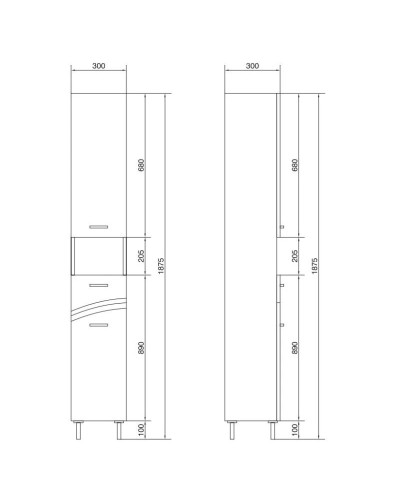 Пенал напольный белый глянец R Cersanit Erica New SL-ERN-Ko-P