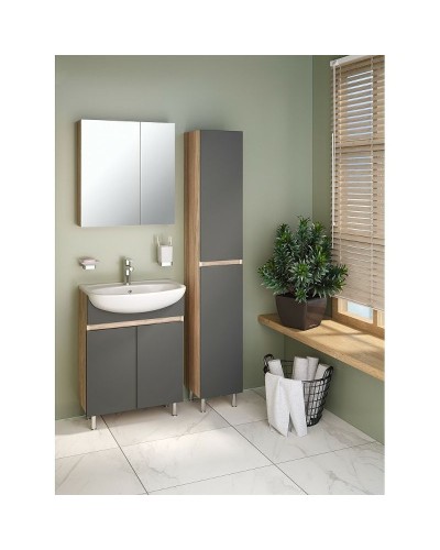 Шкаф пенал Runo Лада 30 00-00001167 Дуб серый Графит