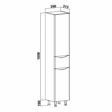 Шкаф пенал Runo Афина 35 R 00-00001173 Белый