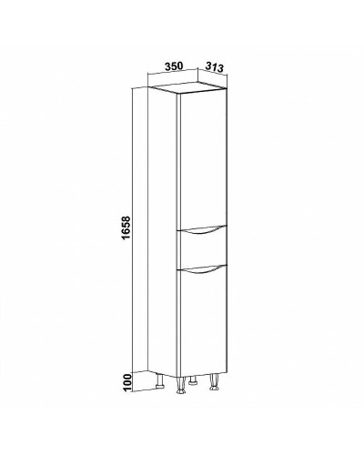 Шкаф пенал Runo Афина 35 R 00-00001173 Белый