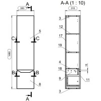 Пенал подвесной белый глянец Cersanit Street Fusion SL-SFU
