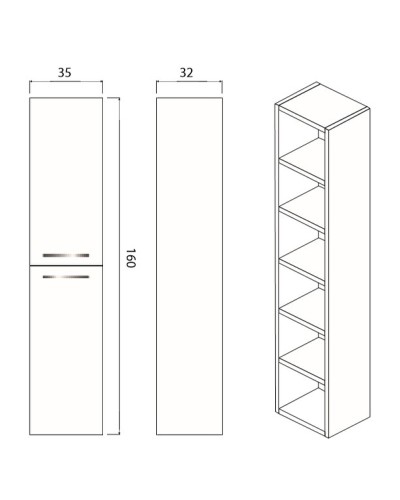 Шкаф пенал Creto Tivoli 35 50-1035S подвесной Soft