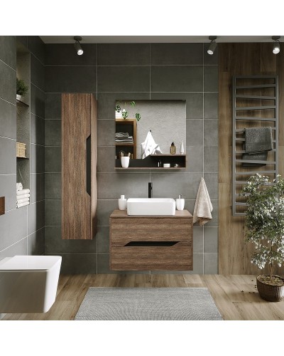 Шкаф пенал Grossman Лайф 32 303202 подвесной Винтажное дерево темное Графит