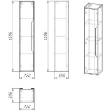 Шкаф пенал Grossman Лайф 32 303202 подвесной Винтажное дерево темное Графит