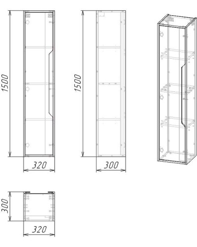 Шкаф пенал Grossman Лайф 32 303202 подвесной Винтажное дерево темное Графит
