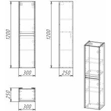 Шкаф пенал Grossman Смарт 30 303011 подвесной Веллигтон Графит