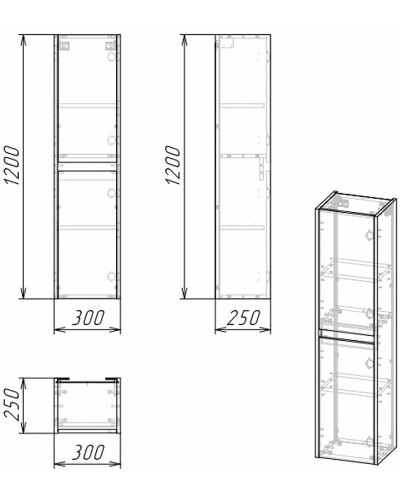 Шкаф пенал Grossman Смарт 30 303011 подвесной Веллигтон Графит