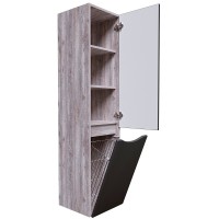 Шкаф пенал Grossman Талис 35 303507 подвесной с бельевой корзиной Бетон пайн Серый