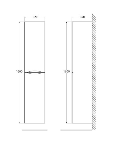 Шкаф пенал BelBagno 32 ACQUA-1600-2A-SC-RR-P подвесной Rovere Rustico