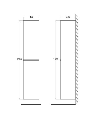 Шкаф пенал BelBagno 32 ALBANO-1600-2A-SC-RR-P подвесной Rovere Rustico