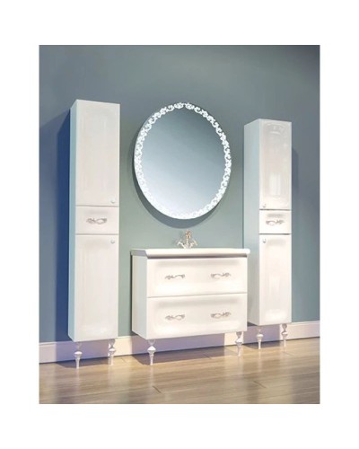 Пенал напольный белый глянец R Marka One Cheri У69416