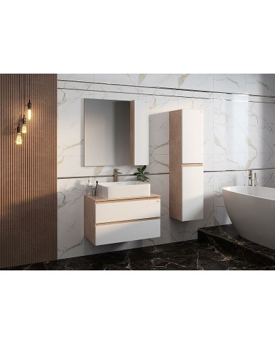 Шкаф пенал Onika Алеста 35.10 403566 подвесной Камень светлый Белый