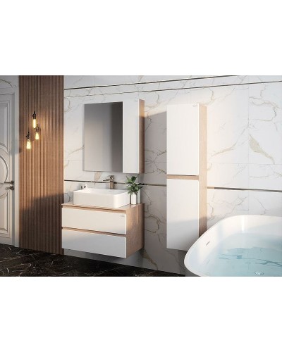 Шкаф пенал Onika Алеста 35.10 403566 подвесной Камень светлый Белый