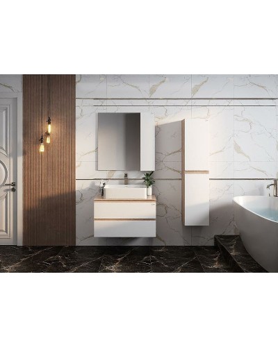 Шкаф пенал Onika Алеста 35.10 403566 подвесной Камень светлый Белый