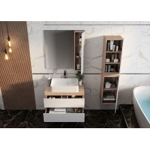 Шкаф пенал Onika Алеста 35.10 403566 подвесной Камень светлый Белый