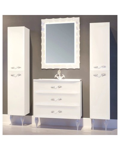 Пенал напольный белый глянец L Marka One Lumier У73555