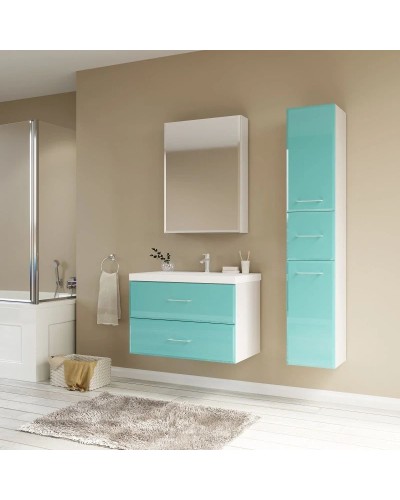 Пенал подвесной бирюзовый/белый Marka One Mix У72141