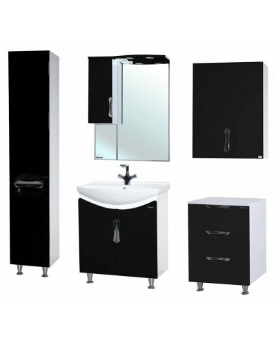 Шкаф пенал Bellezza Лагуна 35 L 4622107002044 Черный Белый