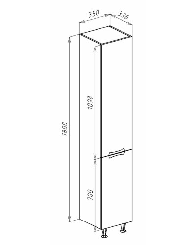 Шкаф пенал Bellezza Лагуна 35 R 4622107001047 Черный Белый