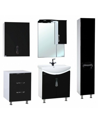 Шкаф пенал Bellezza Лагуна 35 R 4622107001047 Черный Белый