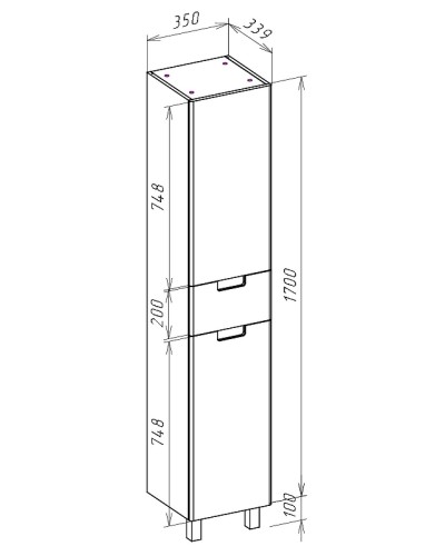 Шкаф пенал Bellezza Пегас 35 L 4620404712017 Белый