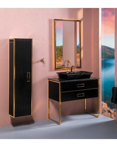 Шкаф пенал Boheme Armadi Art Monaco 35 868-BG подвесной Черный глянец Золото