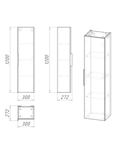 Шкаф пенал Grossman Форта 30 3030052 подвесной Темный дуб галифакс